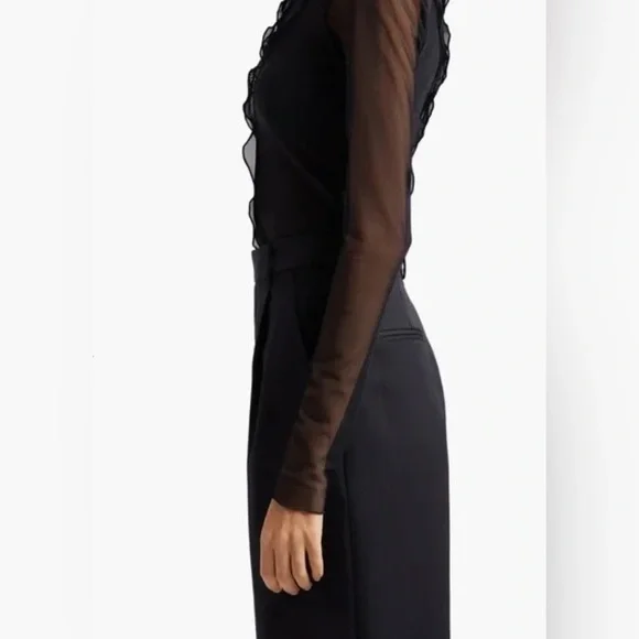 Cinq a Sept Black Mesh Turtleneck Top - Picture 4 of 6